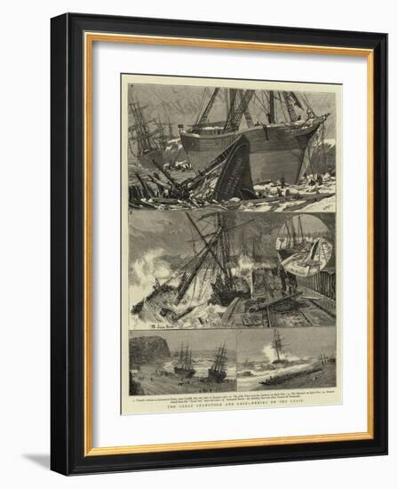 The Great Snowstorm and Gale, Wrecks on the Coast-null-Framed Giclee Print