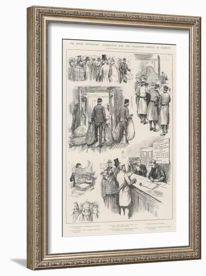 The Great Snowstorm, Interrupted Mail and Telegraph Service at Glasgow-Amedee Forestier-Framed Giclee Print