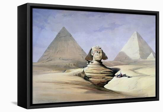 The Great Sphinx and Pyramids at Giza, 1838-1839-David Roberts-Framed Premier Image Canvas