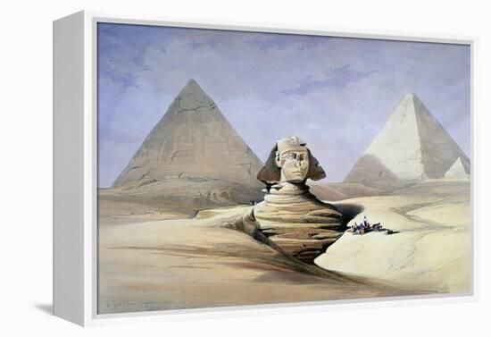 The Great Sphinx and Pyramids at Giza, 1838-1839-David Roberts-Framed Premier Image Canvas