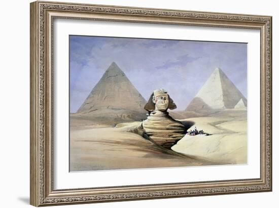 The Great Sphinx and Pyramids at Giza, 1838-1839-David Roberts-Framed Giclee Print