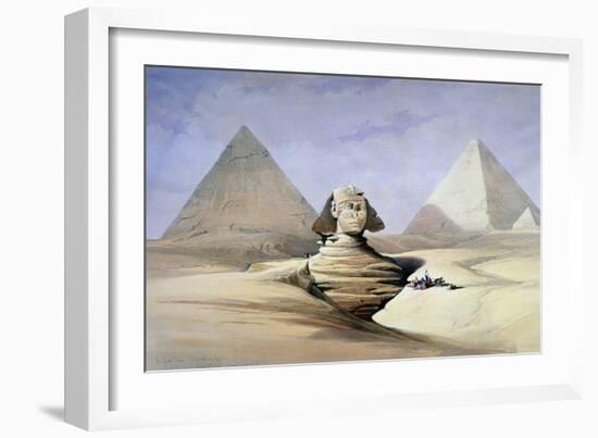 The Great Sphinx and Pyramids at Giza, 1838-1839-David Roberts-Framed Giclee Print