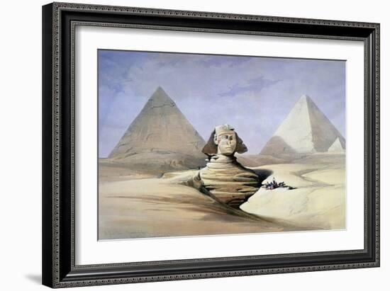 The Great Sphinx and Pyramids at Giza, 1838-1839-David Roberts-Framed Giclee Print