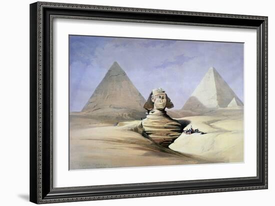 'The Great Sphinx and Pyramids at Gizeh' (Watercolour)-David Roberts-Framed Giclee Print