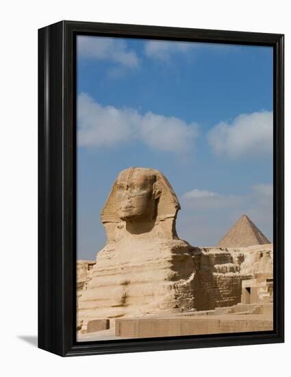 The Great Sphinx and Pyramids of Giza on a Sunny Day-Alex Saberi-Framed Premier Image Canvas