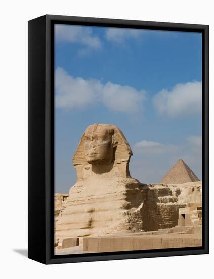 The Great Sphinx and Pyramids of Giza on a Sunny Day-Alex Saberi-Framed Premier Image Canvas