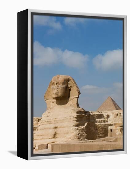 The Great Sphinx and Pyramids of Giza on a Sunny Day-Alex Saberi-Framed Premier Image Canvas