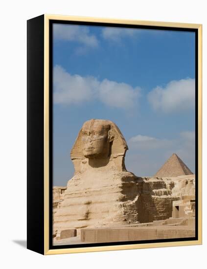 The Great Sphinx and Pyramids of Giza on a Sunny Day-Alex Saberi-Framed Premier Image Canvas