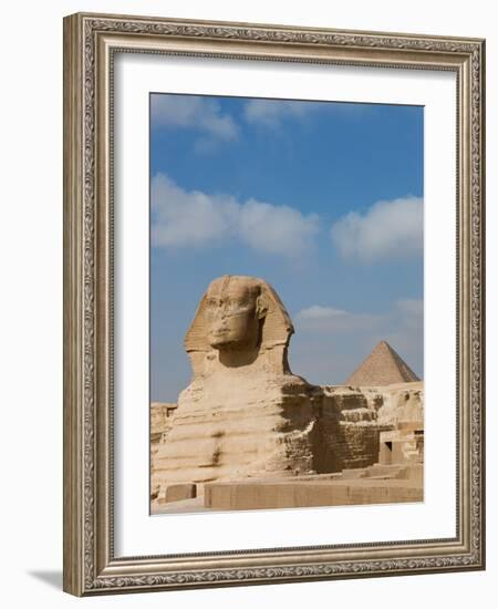 The Great Sphinx and Pyramids of Giza on a Sunny Day-Alex Saberi-Framed Photographic Print