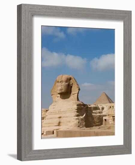 The Great Sphinx and Pyramids of Giza on a Sunny Day-Alex Saberi-Framed Photographic Print