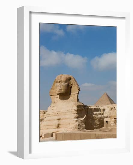 The Great Sphinx and Pyramids of Giza on a Sunny Day-Alex Saberi-Framed Photographic Print