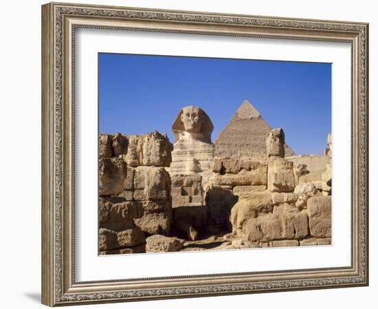 The Great Sphinx and the Chephren Pyramid, Giza, Cairo, Egypt, Africa-Nigel Francis-Framed Photographic Print