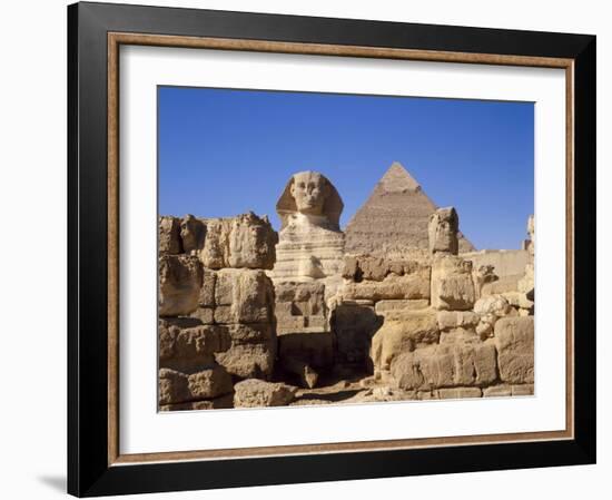 The Great Sphinx and the Chephren Pyramid, Giza, Cairo, Egypt, Africa-Nigel Francis-Framed Photographic Print