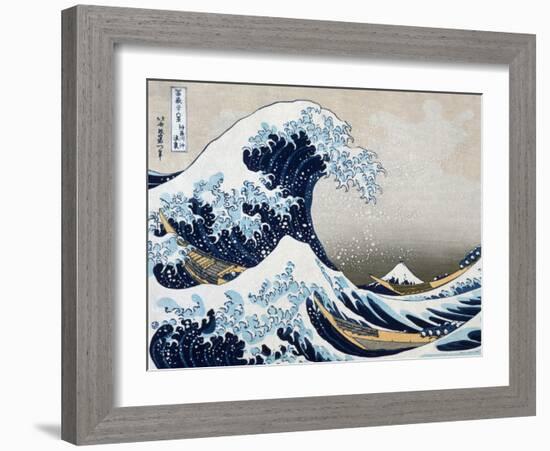 The Great Wave at Kanagawa (from 36 views of Mount Fuji), c.1829-Katsushika Hokusai-Framed Art Print