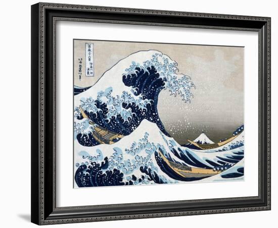 The Great Wave at Kanagawa (from 36 views of Mount Fuji), c.1829-Katsushika Hokusai-Framed Art Print