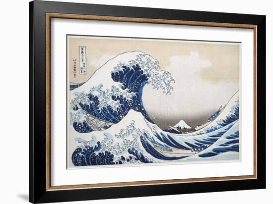 The Great Wave off Kanagawa from from the Series '36 Views of Mt. Fuji'; 1831 (Hand-Coloured Woodbl-Katsushika Hokusai-Framed Premium Giclee Print