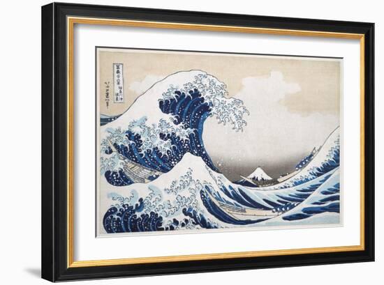 The Great Wave off Kanagawa from from the Series '36 Views of Mt. Fuji'; 1831 (Hand-Coloured Woodbl-Katsushika Hokusai-Framed Premium Giclee Print