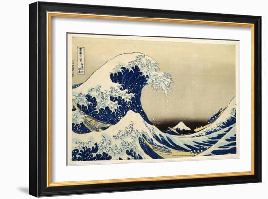 The Great Wave off Kanagawa from from the Series '36 Views of Mt. Fuji'; 1831 (Hand-Coloured Woodbl-Katsushika Hokusai-Framed Giclee Print