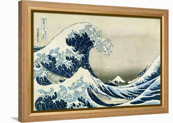 The Great Wave off Kanagawa, from 'Thirty-Six Views of Mount Fuji', C.1831 (Colour Woodblock Print)-Katsushika Hokusai-Framed Premier Image Canvas