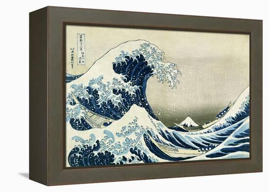 The Great Wave off Kanagawa, from 'Thirty-Six Views of Mount Fuji', C.1831 (Colour Woodblock Print)-Katsushika Hokusai-Framed Premier Image Canvas