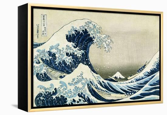 The Great Wave off Kanagawa, from 'Thirty-Six Views of Mount Fuji', C.1831 (Colour Woodblock Print)-Katsushika Hokusai-Framed Premier Image Canvas