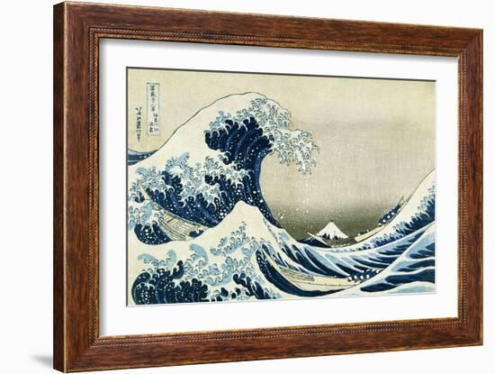 The Great Wave off Kanagawa, from 'Thirty-Six Views of Mount Fuji', C.1831 (Colour Woodblock Print)-Katsushika Hokusai-Framed Giclee Print