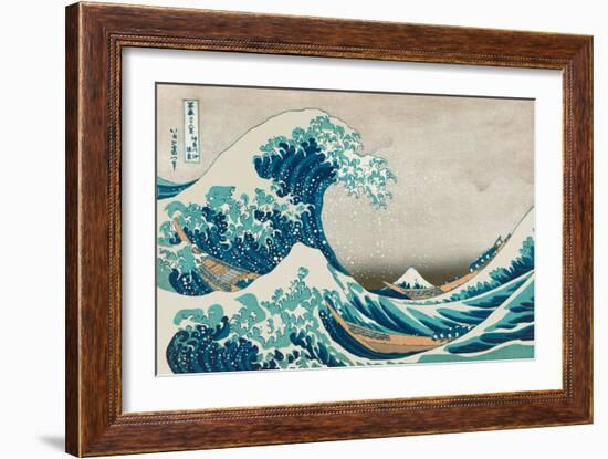 The Great Wave off Kanagawa, Mount Fuji, Vintage Japanese Woodblock Print, 1830s-Hokusai-Framed Art Print