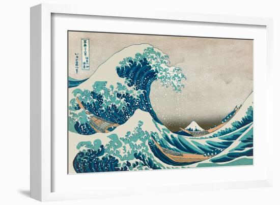 The Great Wave off Kanagawa, Mount Fuji, Vintage Japanese Woodblock Print, 1830s-Hokusai-Framed Art Print