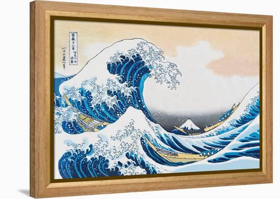 The Great Wave Off Kanagawa-Katsushika Hokusai-Framed Stretched Canvas