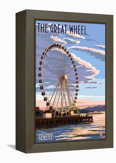 The Great Wheel at Sunset - Seattle, Washington-Lantern Press-Framed Stretched Canvas