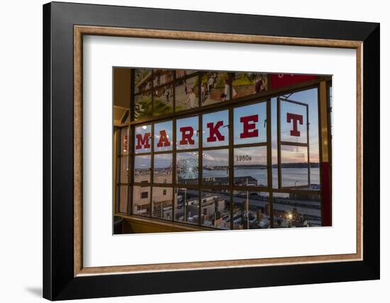 The Great Wheel Framed in Pike Market Place Windows in Seattle, Washington State, Usa-Chuck Haney-Framed Photographic Print