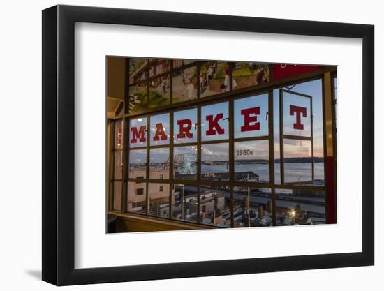 The Great Wheel Framed in Pike Market Place Windows in Seattle, Washington State, Usa-Chuck Haney-Framed Photographic Print