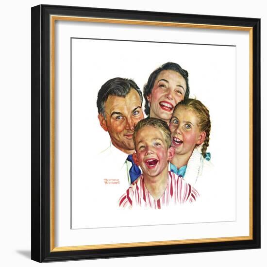 The Greatest Joys Are Shared (or Family of Four)-Norman Rockwell-Framed Giclee Print