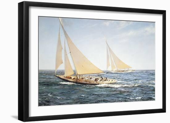 The Greatest Race, Endeavour vs Rainbow, 1934-Montague Dawson-Framed Premium Giclee Print