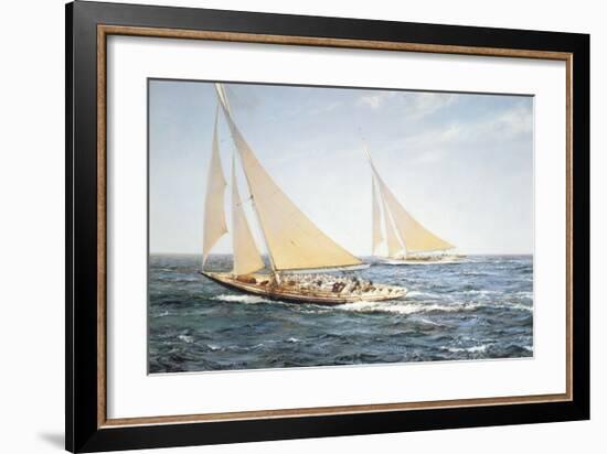 The Greatest Race, Endeavour vs Rainbow, 1934-Montague Dawson-Framed Premium Giclee Print