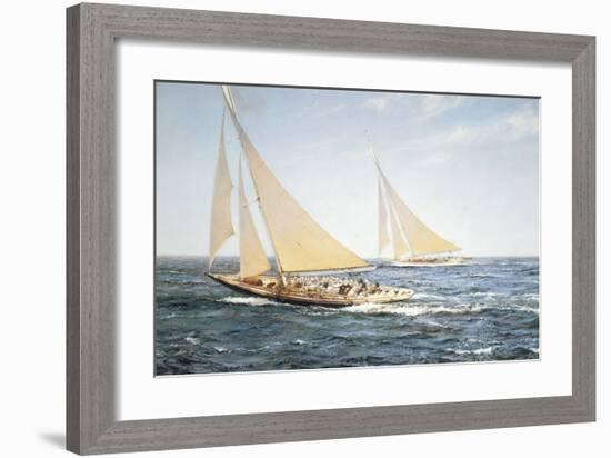 The Greatest Race, Endeavour vs Rainbow, 1934-Montague Dawson-Framed Premium Giclee Print