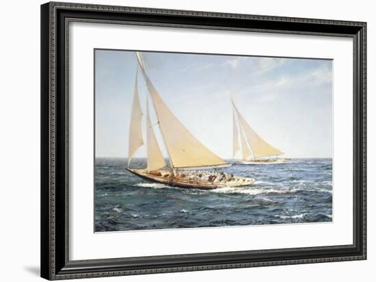 The Greatest Race, Endeavour vs Rainbow, 1934-Montague Dawson-Framed Premium Giclee Print