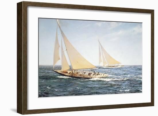 The Greatest Race, Endeavour vs Rainbow, 1934-Montague Dawson-Framed Premium Giclee Print