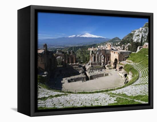 The Greek Amphitheatre and Mount Etna, Taormina, Sicily, Italy, Europe-Stuart Black-Framed Premier Image Canvas