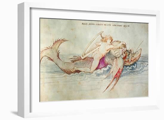 The Greek Poet Arion Riding the Dolphin, Around 1515, Watercolour on Paper-Albrecht Dürer-Framed Giclee Print