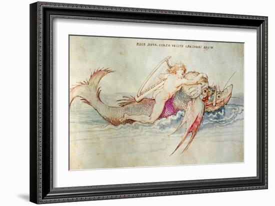 The Greek Poet Arion Riding the Dolphin, Around 1515, Watercolour on Paper-Albrecht Dürer-Framed Giclee Print