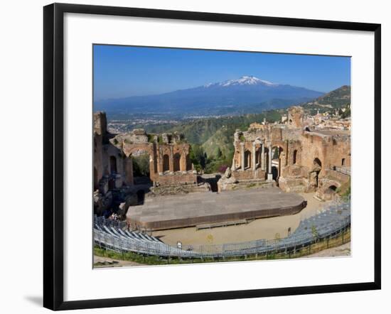 The Greek Theatre and Mount Etna, Taormina, Sicily, Italy-Peter Adams-Framed Photographic Print