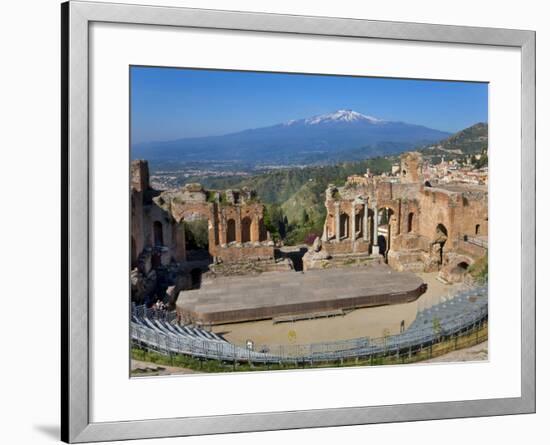 The Greek Theatre and Mount Etna, Taormina, Sicily, Italy-Peter Adams-Framed Photographic Print