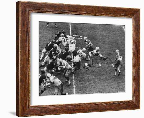 The Green Bay Packers Playing a Game-George Silk-Framed Premium Photographic Print