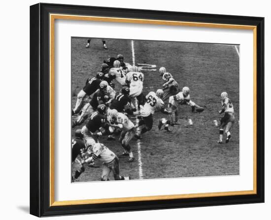 The Green Bay Packers Playing a Game-George Silk-Framed Premium Photographic Print