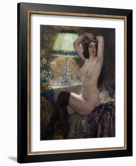 The Green Lamp, 20Th Century (Oil on Canvas)-Nikolai Petrovich Bogdanov-Belsky-Framed Giclee Print