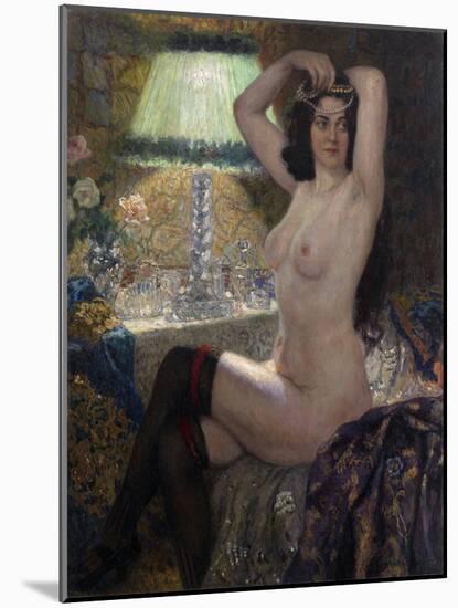 The Green Lamp, 20Th Century (Oil on Canvas)-Nikolai Petrovich Bogdanov-Belsky-Mounted Giclee Print