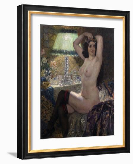 The Green Lamp, 20Th Century (Oil on Canvas)-Nikolai Petrovich Bogdanov-Belsky-Framed Giclee Print