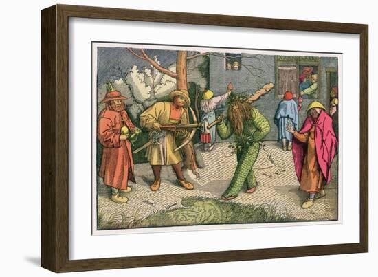 The Green Man Depicted as One of a Group of Shrovetide Characters in 16th Century Holland-Pieter Bruegel the Elder-Framed Art Print