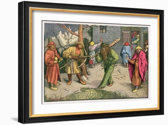 The Green Man Depicted as One of a Group of Shrovetide Characters in 16th Century Holland-Pieter Bruegel the Elder-Framed Art Print